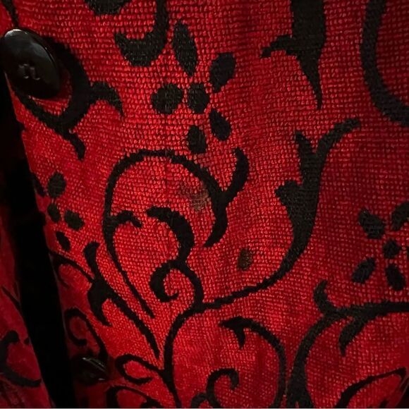 Sag Harbor Womens Sz 22W Red Black Soft Textured Tapestry Button Up Shirt Jacket - Picture 6 of 8